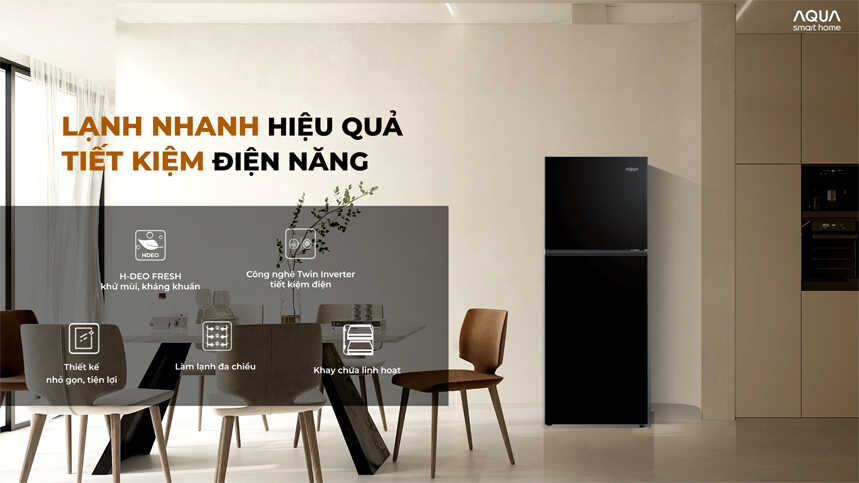 Tủ lạnh Aqua Inverter 189 lít AQR-T225FA(LB)