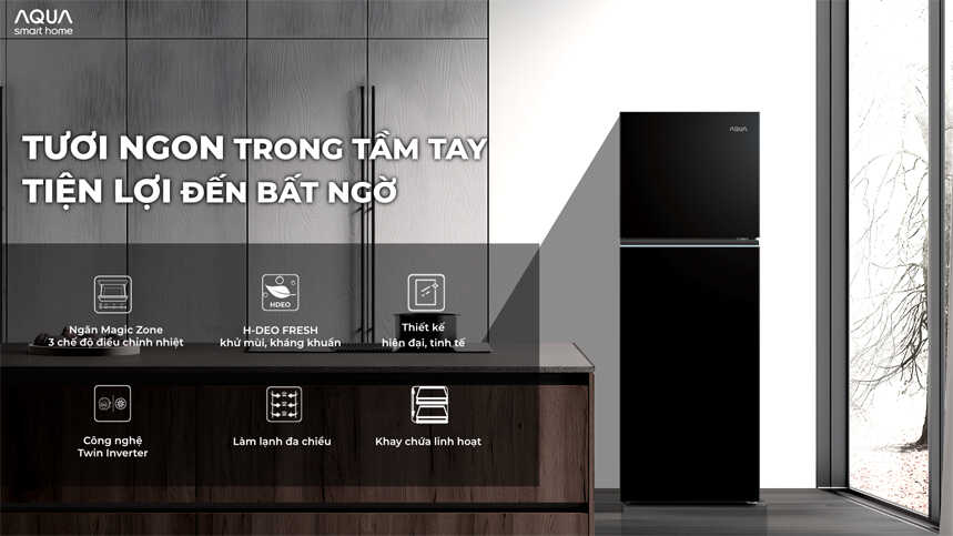 Tủ lạnh Aqua Inverter 236 lít AQR-T265FA(LB)